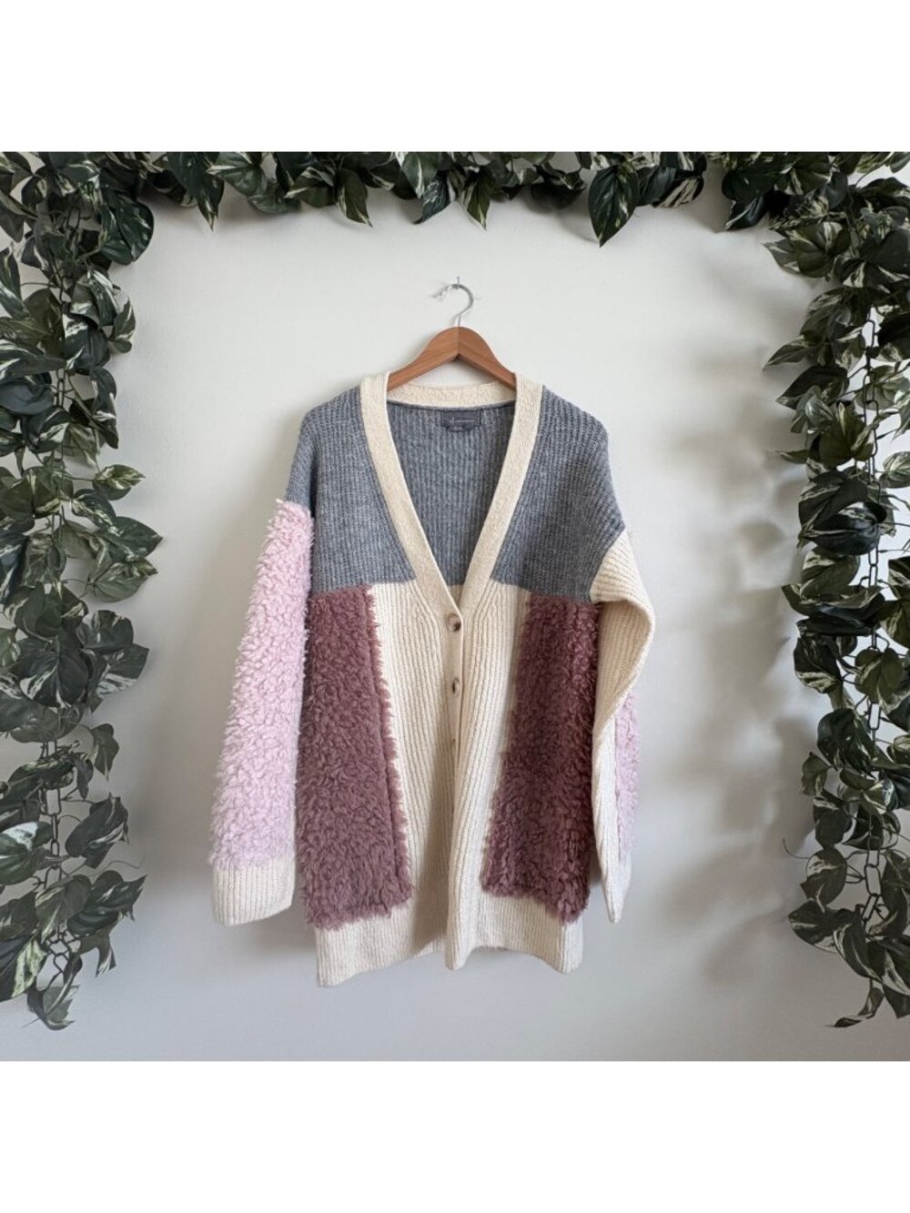 Anthropologie Olivia Textured Cardigan Color Block Multi Women’s Size S